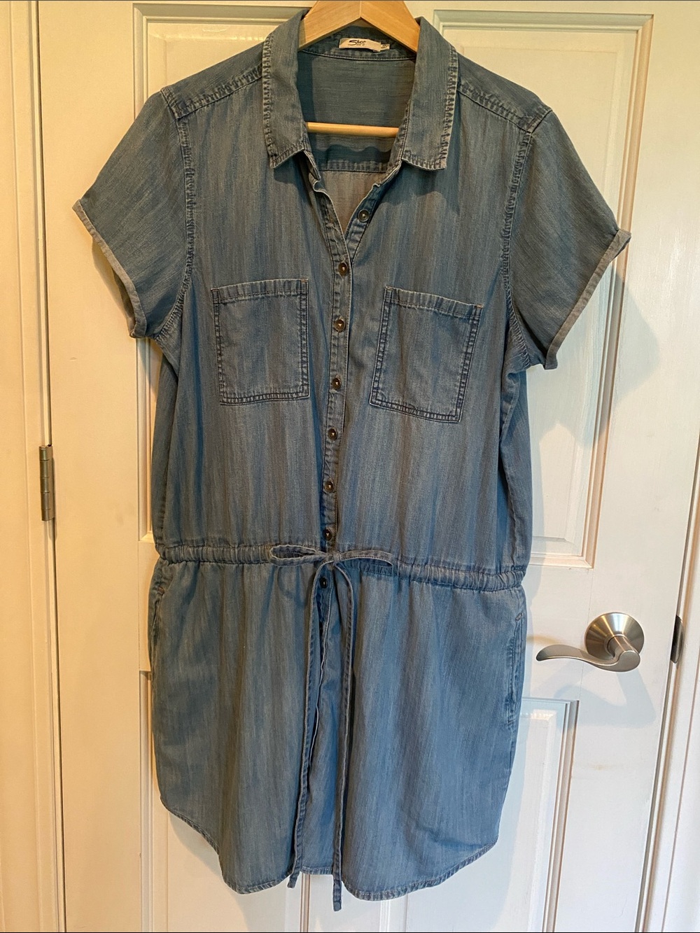 Silver Jeans Light Blue Denim Shirt Dress with pockets